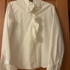 Ralph Lauren Cream Ruffle Front Blouse